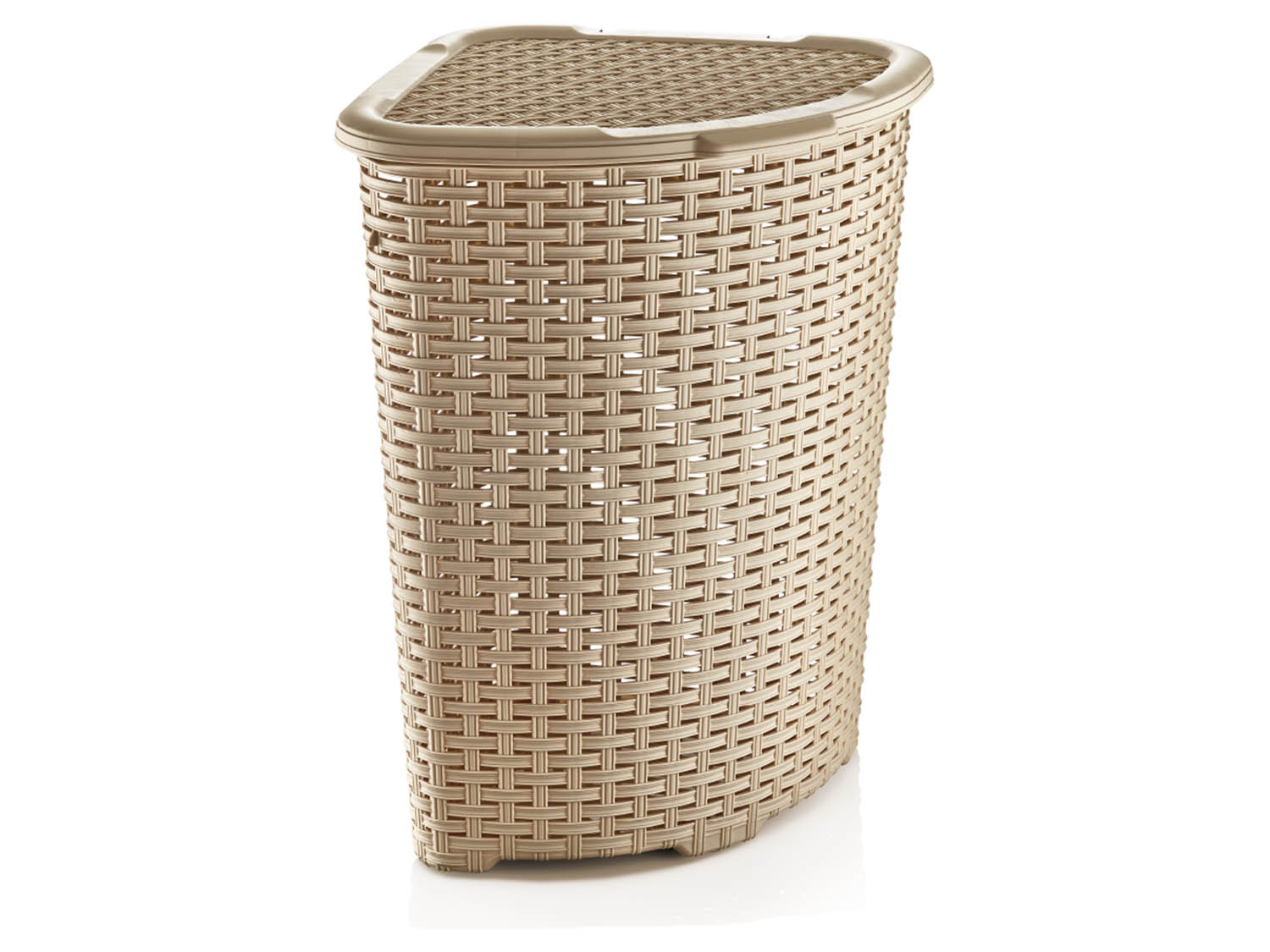 05005 Pesukorv Rattan kaanega, 52l nurka (SKU 05005). Hall nurga pesukorv rotangist.