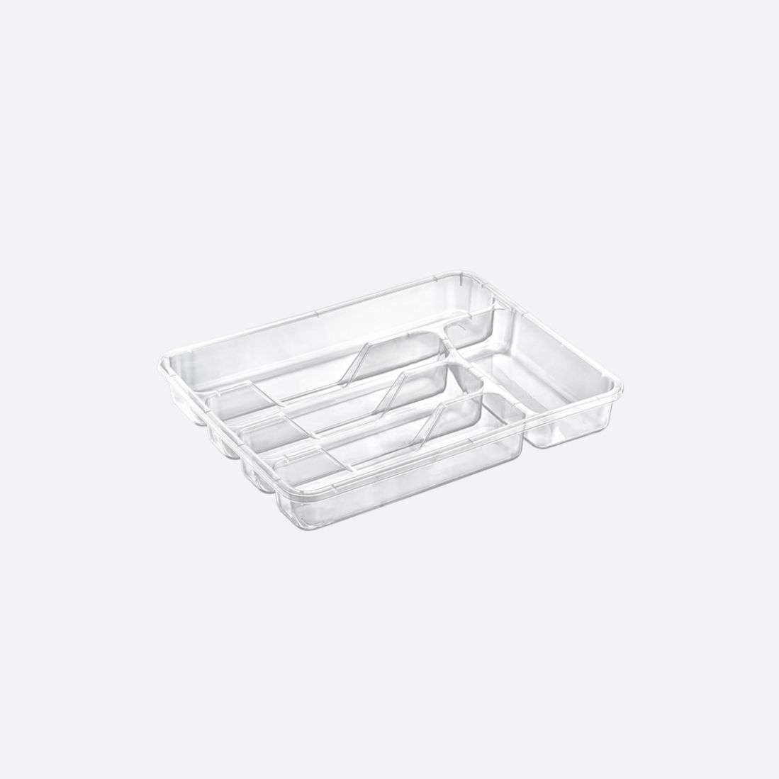 14005 Söögiriistade alus läbipaistev 14005. Köögiriistade hoiustamine sahtlis. Mõõdud 33,5x27x5cm.